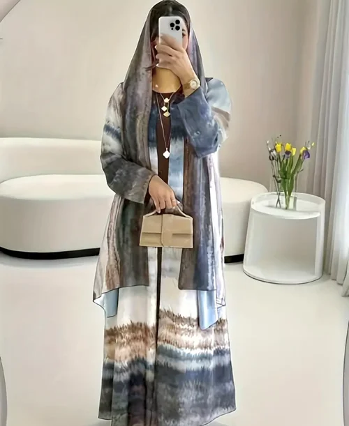 ست لباس و روسری راه راه LL168 ‌