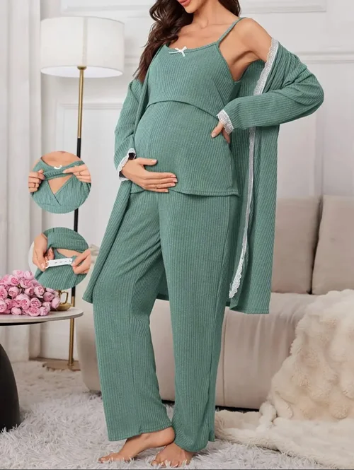 ست لباس خواب سه تیکه بارداری و شیردهی مدل FN1234839