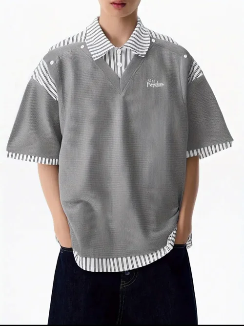 پیراهن دو تکه گشاد راه راه به سبک آمریکایی مدل MQ2746767