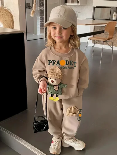 ست دخترانه یقه گرد آستین بلند مدل WM2248688